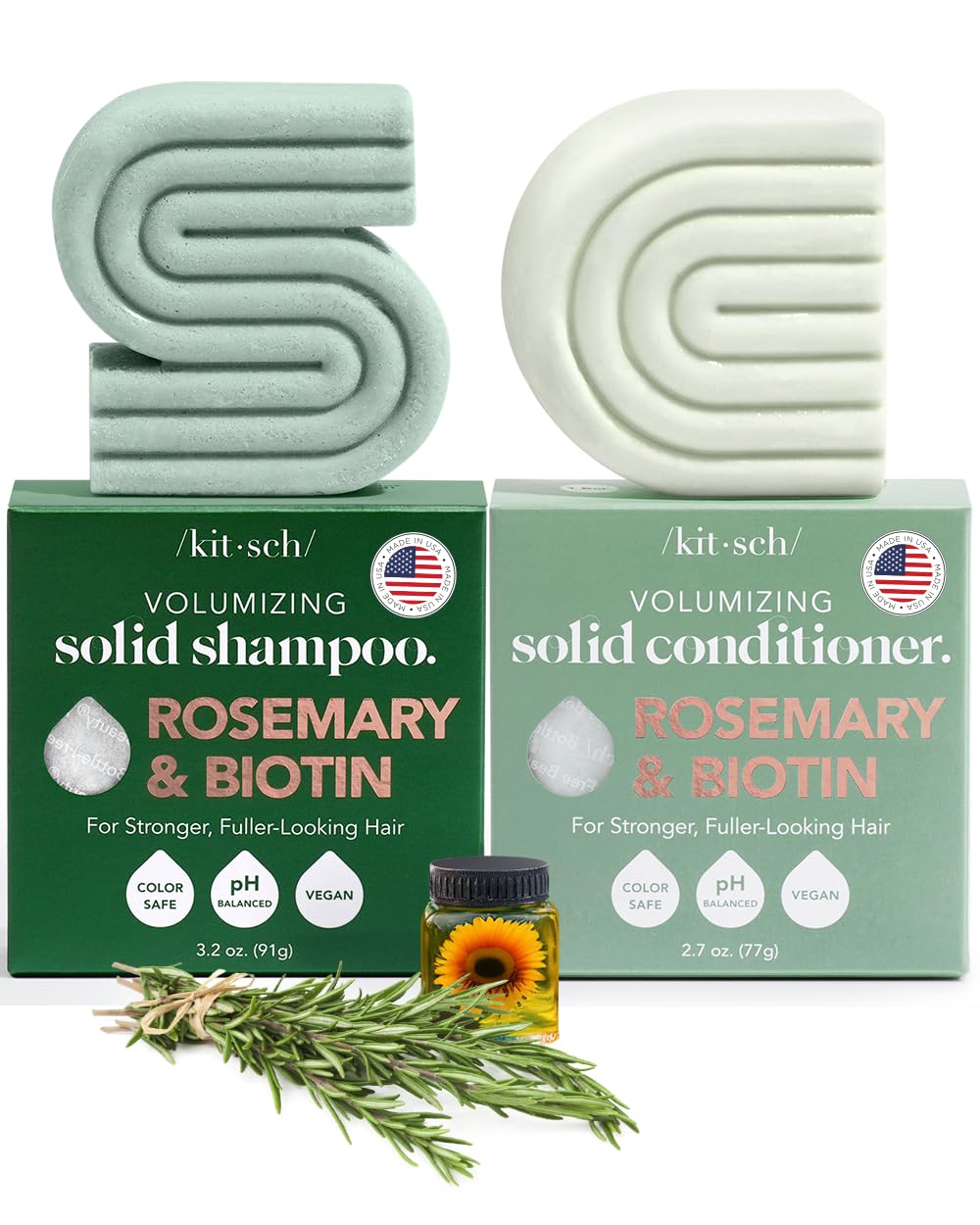 Kitsch Rosemary & Biotin Shampoo and Conditioner Bar Set for Thinning Hair