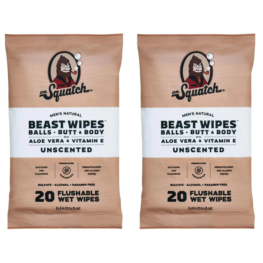 Dr. Squatch Beast Wipes - Flushable Adult Wipes for Men