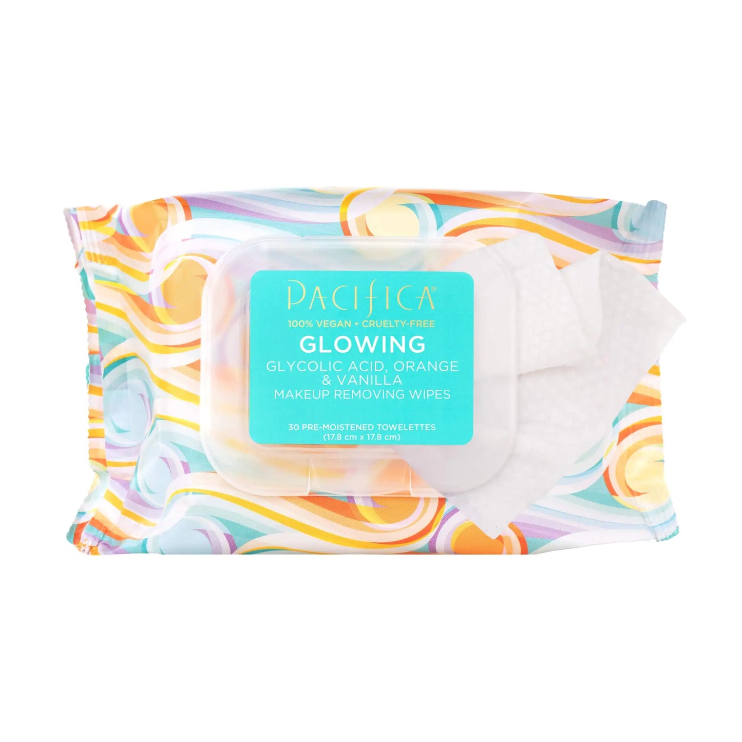 Pacifica Beauty Glowing Glycolic Acid, Orange & Vanilla Makeup Remover Wipes, 30 Count (Pack of 1)