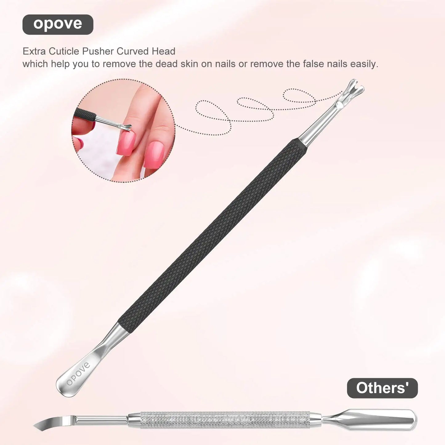 Cuticle Pusher Nail Polish Remover Stainless Steel Manicure Tool Set