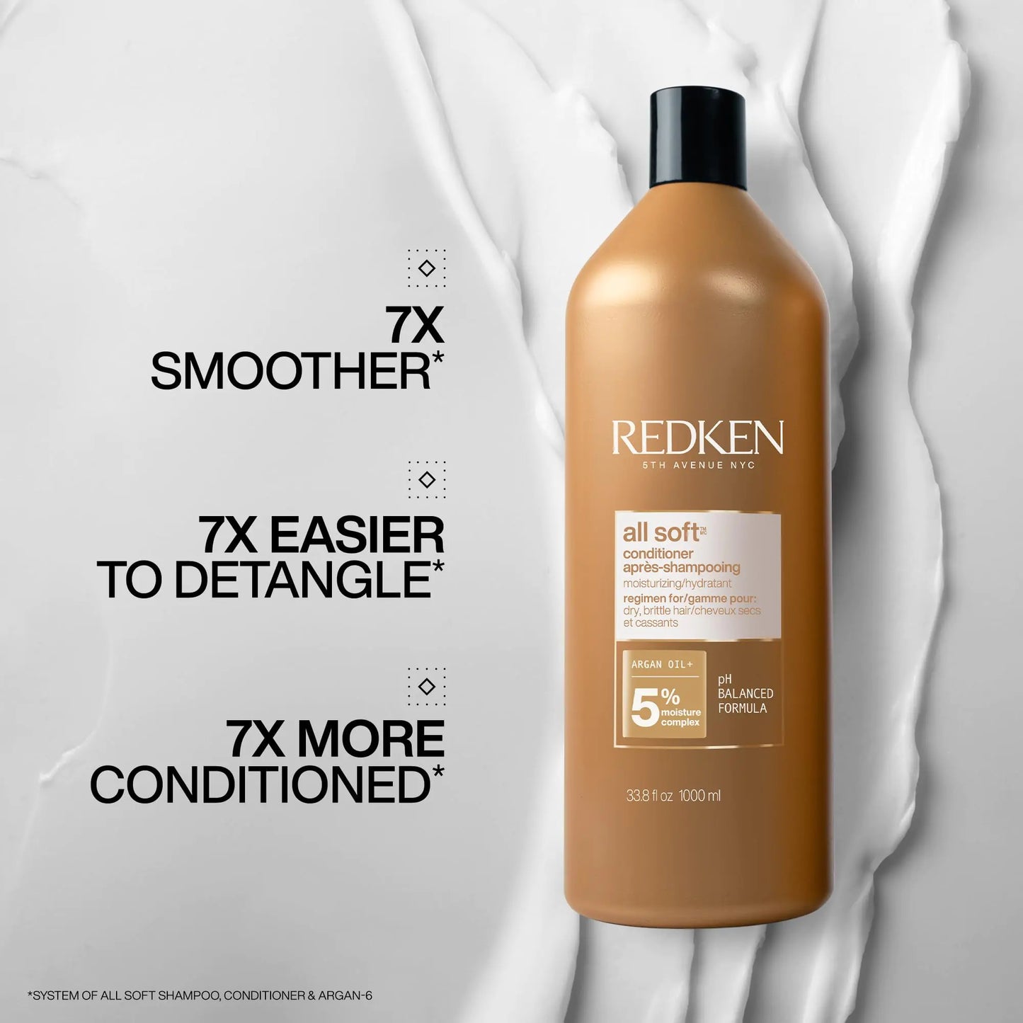 Redken All Soft Conditioner | With Argan Oil 33.8 Fl Oz (Pack of 1)