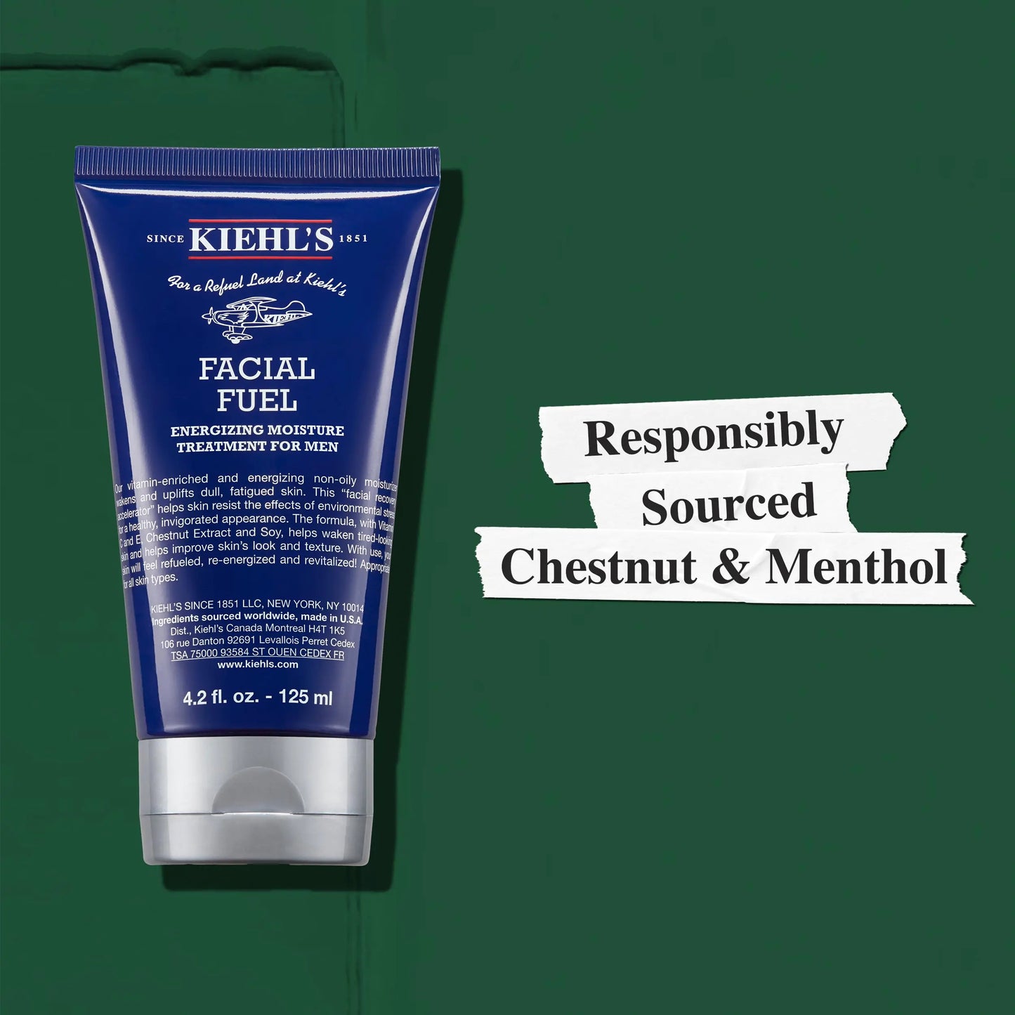 Kiehl's Facial Fuel Moisturizer, Men's Face Cream with Vitamin C and Caffeine - 4.2 Fl Oz / 125 ml