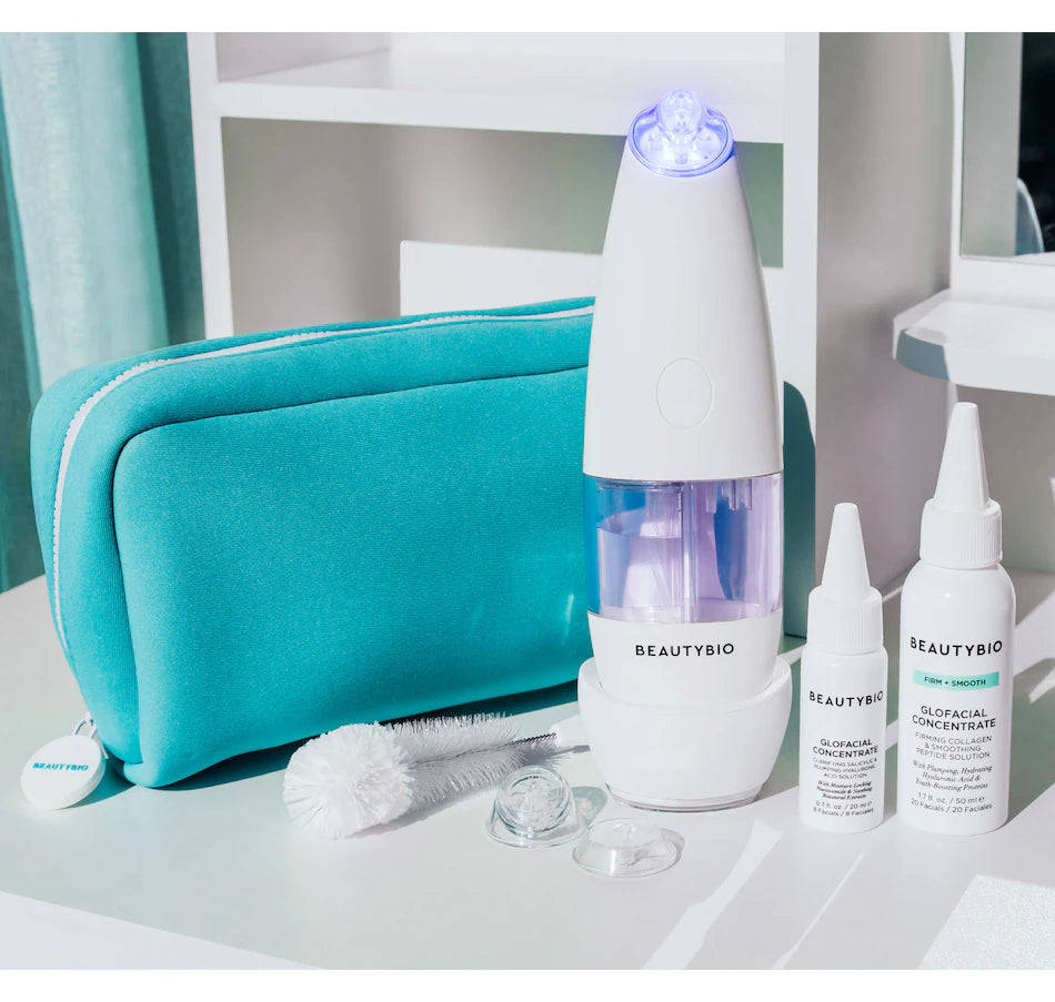 BeautyBio GLOfacial Hydro-Infusion Deep Pore Cleansing + Blue LED Clarifying Set