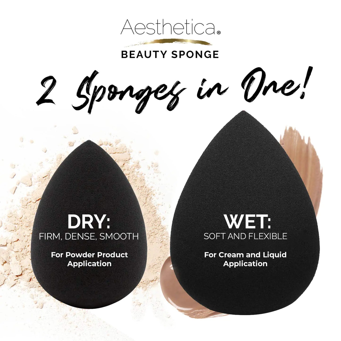 Aesthetica Cosmetics Beauty Sponge Blender - Latex Free and Vegan Makeup Sponge (Pack of 1)