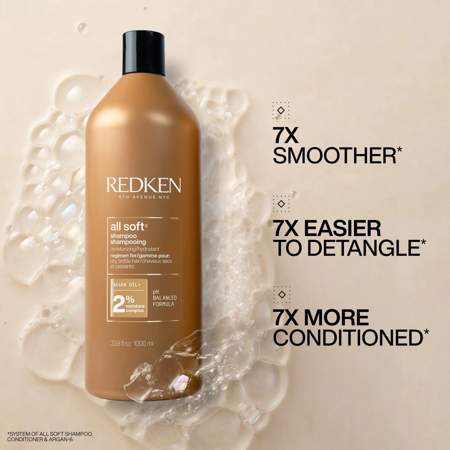 Redken All Soft Shampoo | For Dry/Brittle Hair | With Argan Oil 33.8 Fl Oz (Pack of 1)