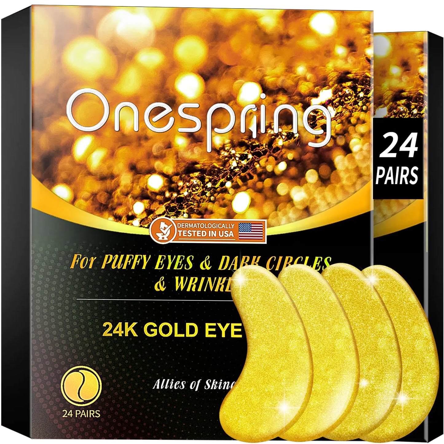 Under Eye Patches (24 Pairs) - Golden Under Eye Mask for Dark Circles, Puffiness & Wrinkles, 24 Count (Pack of 1)