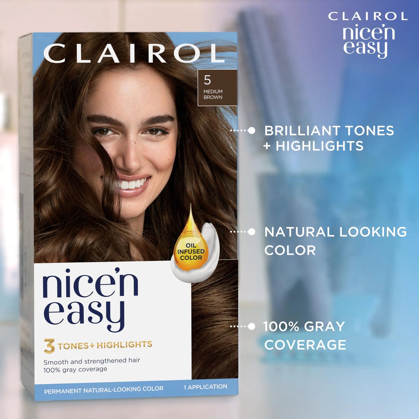 Clairol Nice'n Easy Permanent Hair Dye, 3RV Darkest Burgundy Violet Hair Color, 6.26 Fl Oz