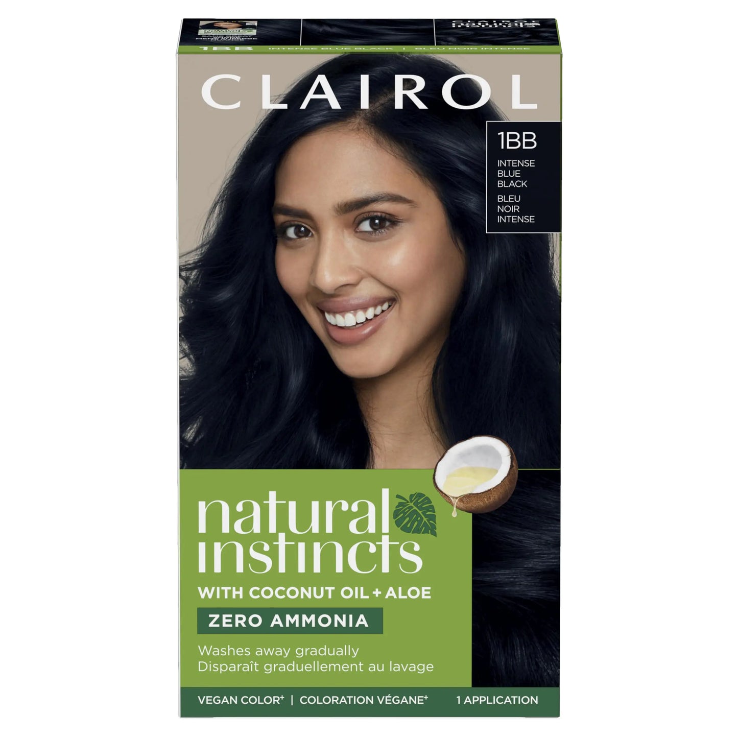 Clairol Natural Instincts Demi-Permanent Hair Dye, 1BB Deepest Blue Black Hair Color, 5.85 Fl Oz