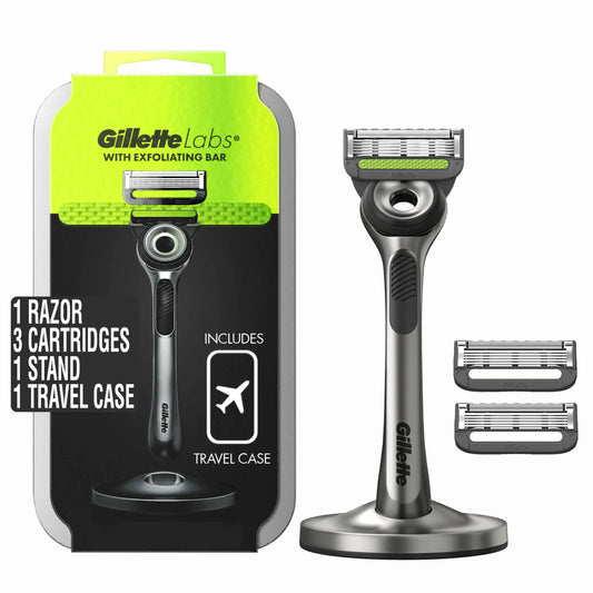 Gillette Labs with Exfoliating Bar by Gillette Mens Razor and Travel Case Shaving Kit