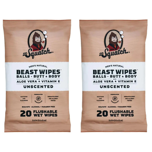 Dr. Squatch Beast Wipes - Flushable Adult Wipes for Men
