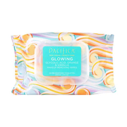 Pacifica Beauty Glowing Glycolic Acid, Orange & Vanilla Makeup Remover Wipes, 30 Count (Pack of 1)