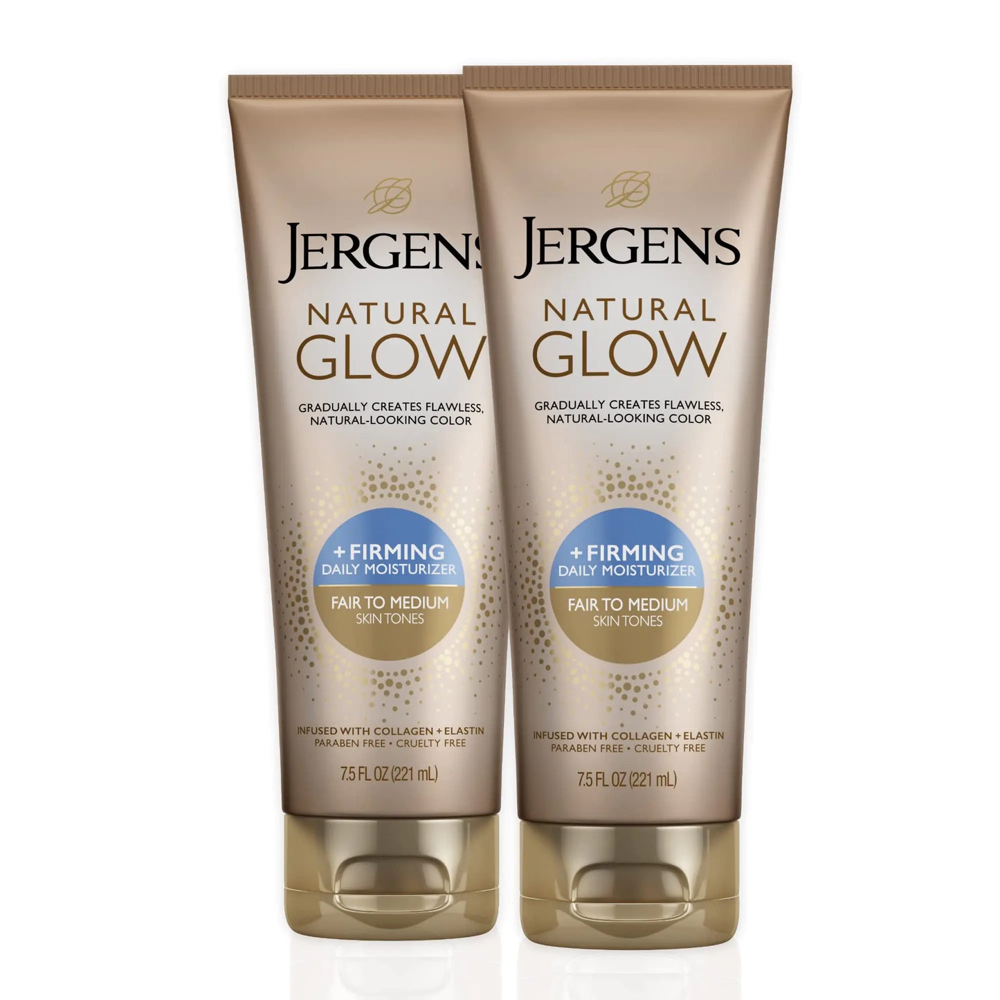 Jergens Natural Glow +FIRMING Self Tanner Body Lotion, Fair to Medium Skin Tone, Brown 7.5oz 2-Pack