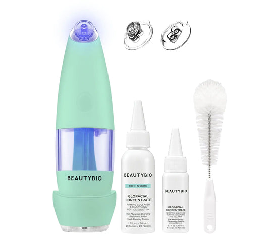 BeautyBio GLOfacial Hydro-Infusion Deep Pore Cleansing + Blue LED Clarifying Set