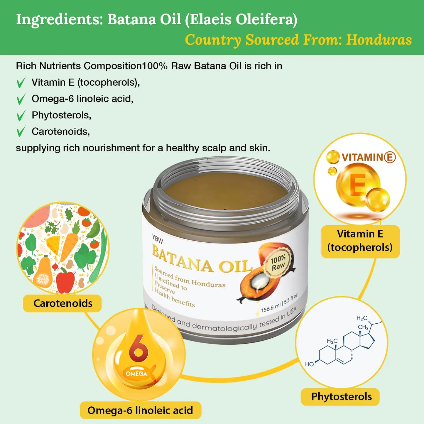 Dr. Sebi 100% Natural, Unrefined and Organic Batana Oil from Honduras