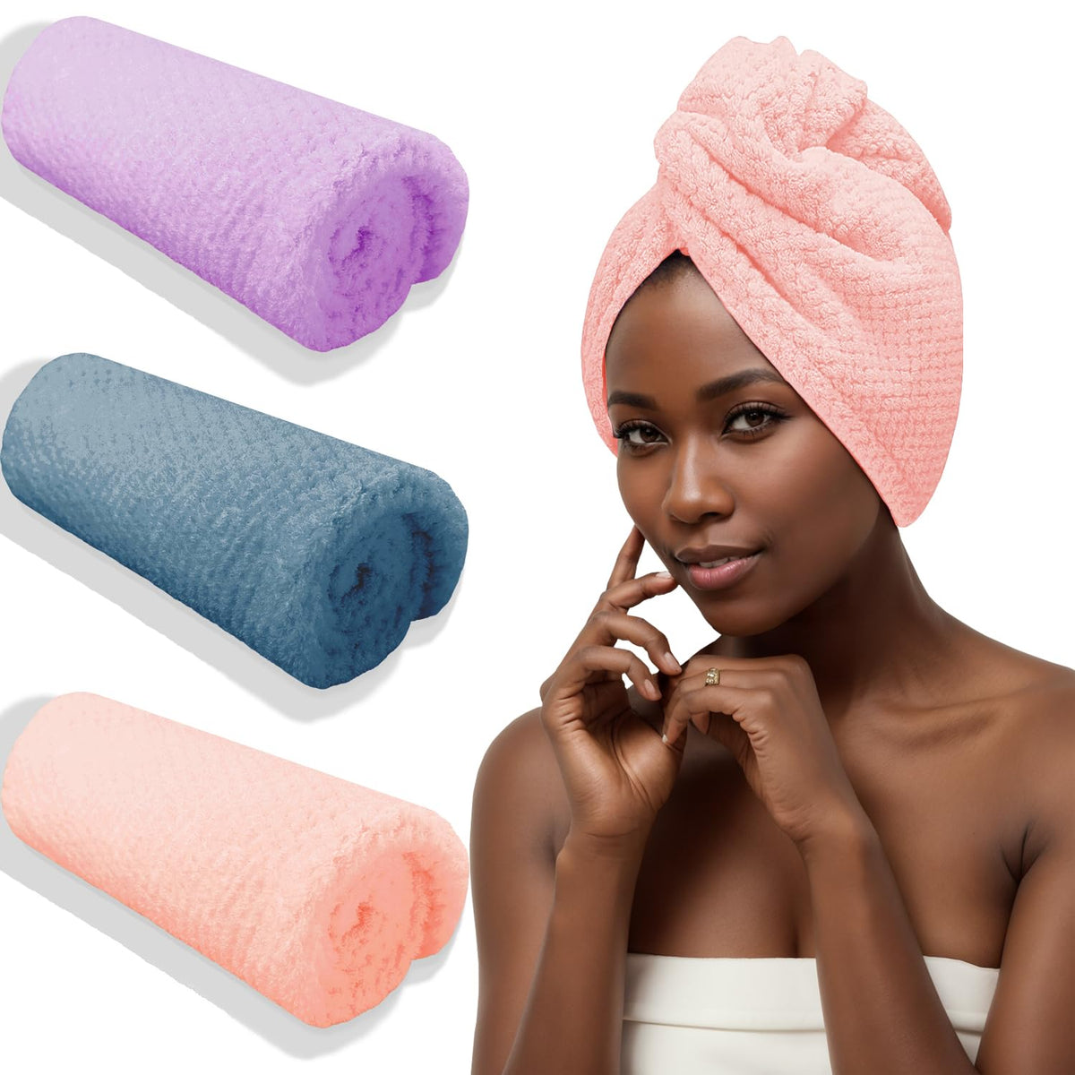 3 PCS Microfiber Towel Hair Wraps