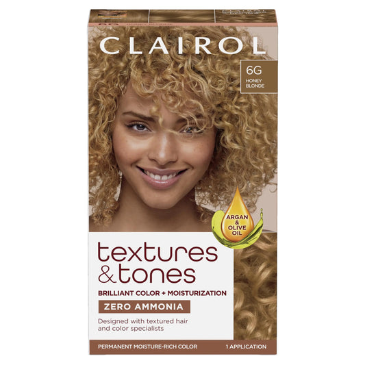 Clairol Textures & Tones Permanent Hair Dye, 6G Honey Blonde Hair Color, 5.86 Fl Oz