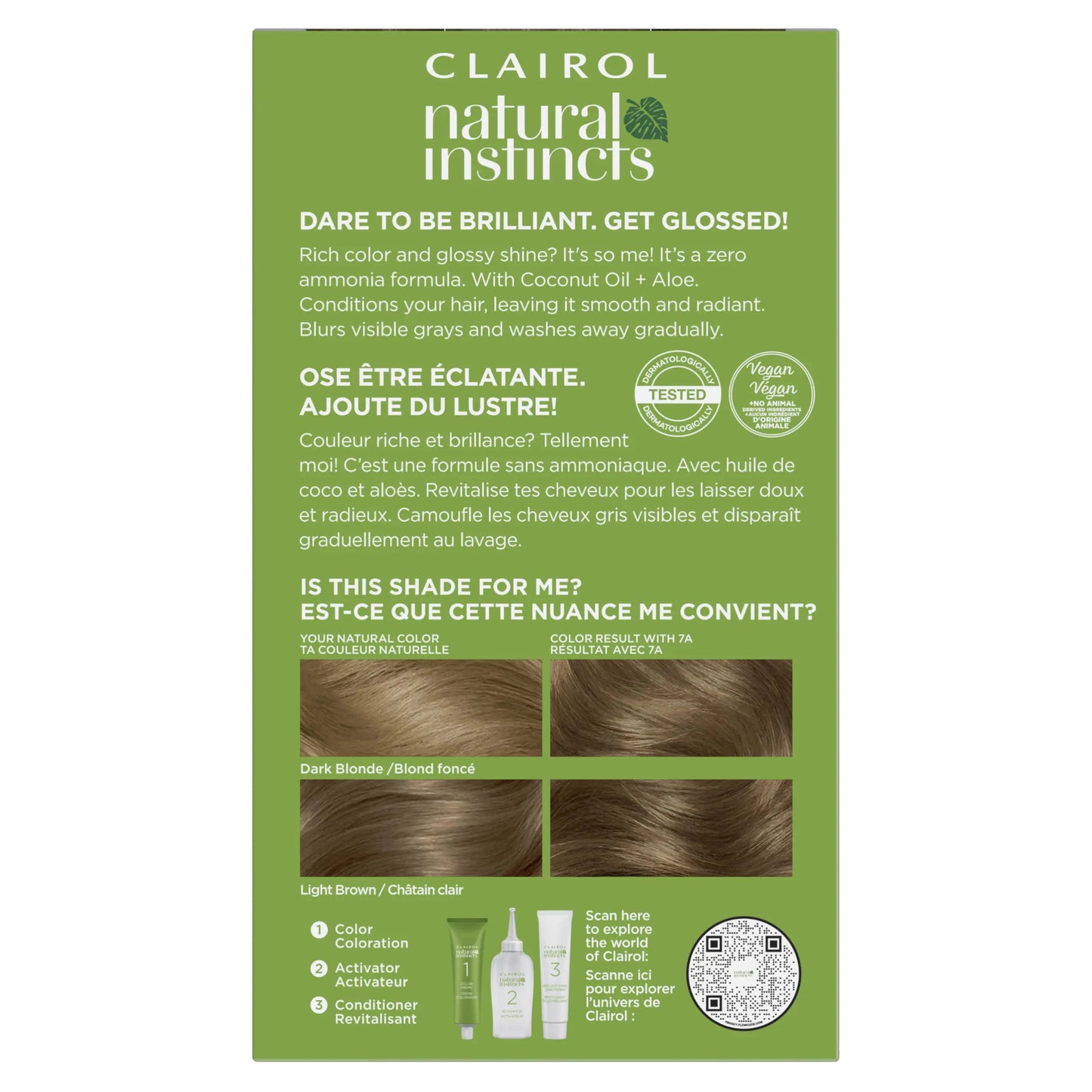 Clairol Natural Instincts Demi-Permanent Hair Dye, 7A Dark Cool Blonde Hair Color, 5.85 Fl Oz (Pack of 3)