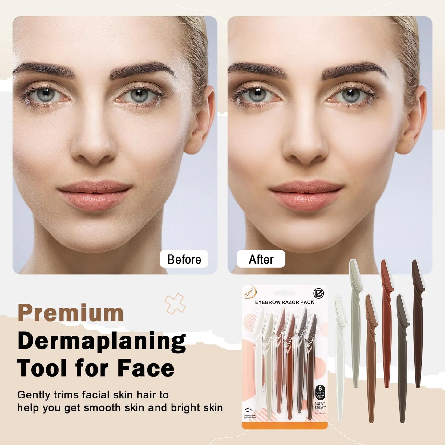 D Dermaplane 6PCS Eyebrow and Face Razors