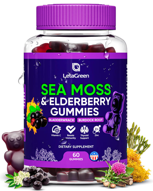 LetaGreen Irish Sea Moss Gummies with Elderberry