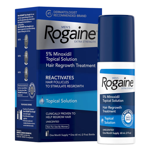 Rogaine Extra Strength 5% Minoxidil Topical Solution for Hair Regrowth Unscented Liquid Treatment for Men 1-Month Supply 2 fl. oz