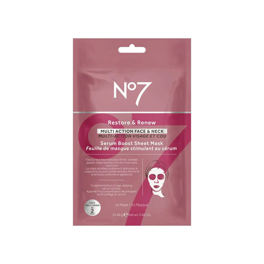 No7 Restore & Renew Multi Action Face & Neck Serum Boost Sheet Mask