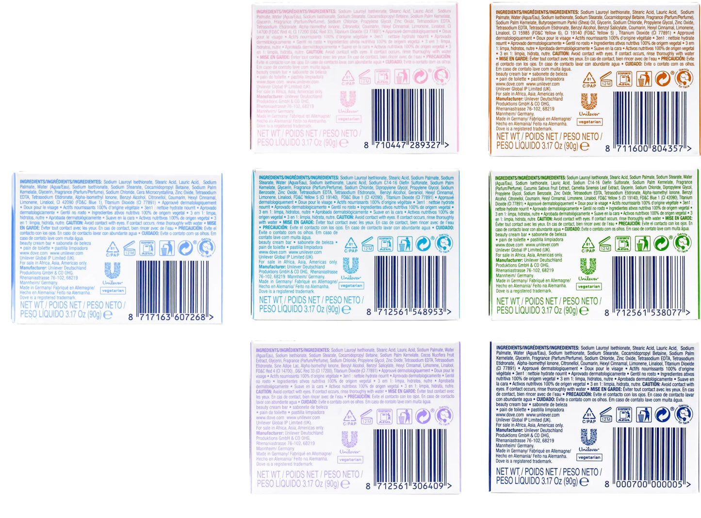 Dove, Beauty Bar Soap Variety Pack of 14, 90g (7 Scents, 2 of Each)