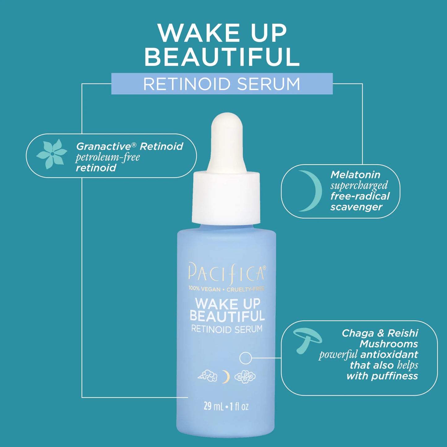 Pacifica Beauty Wake Up Beautiful Overnight Retinoid Serum, 1 Fl Oz (Pack of 1)