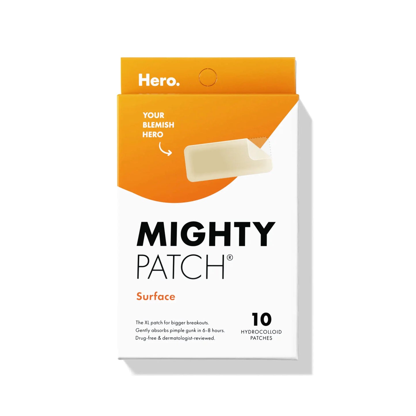 Mighty Patch Surface from Hero Cosmetics - Hydrocolloid Spot Patch- 10 Count (Pack of 1)