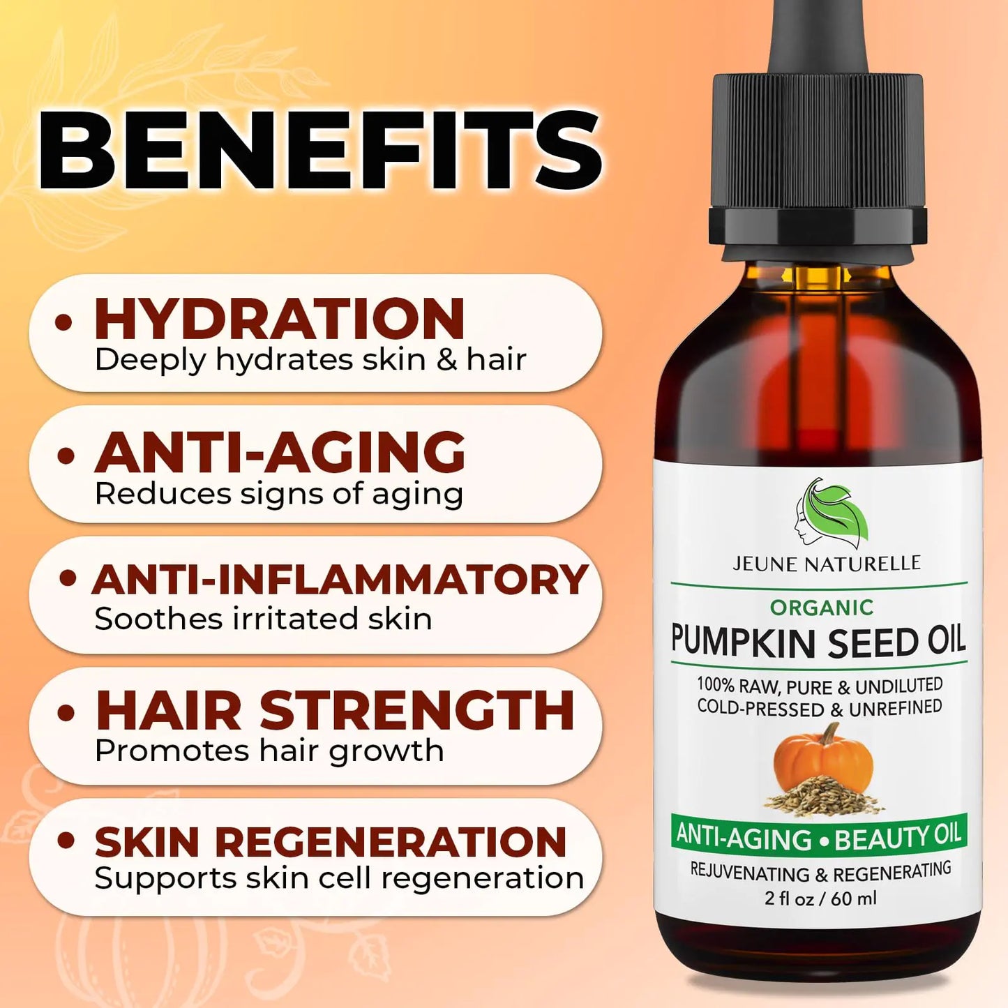 Pumpkin Seed Oil Organic, 100% Pure RAW Cold Pressed