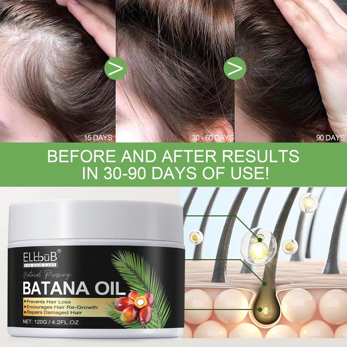 Raw Batana Oil for Hair Growth and Repair -100% Pure, Unrefined Oil from Honduran Rainforests - 4.2 Fl Oz (Pack of 1)