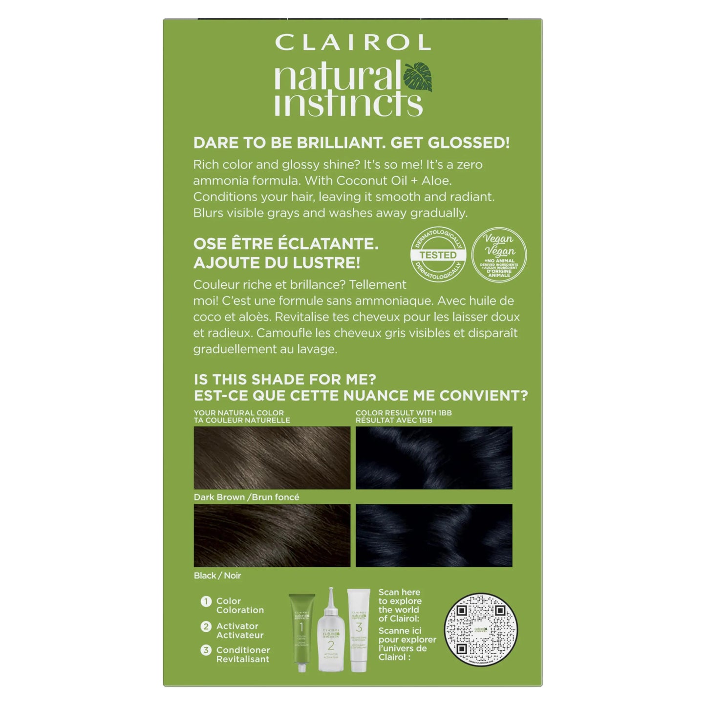 Clairol Natural Instincts Demi-Permanent Hair Dye, 1BB Deepest Blue Black Hair Color, 5.85 Fl Oz