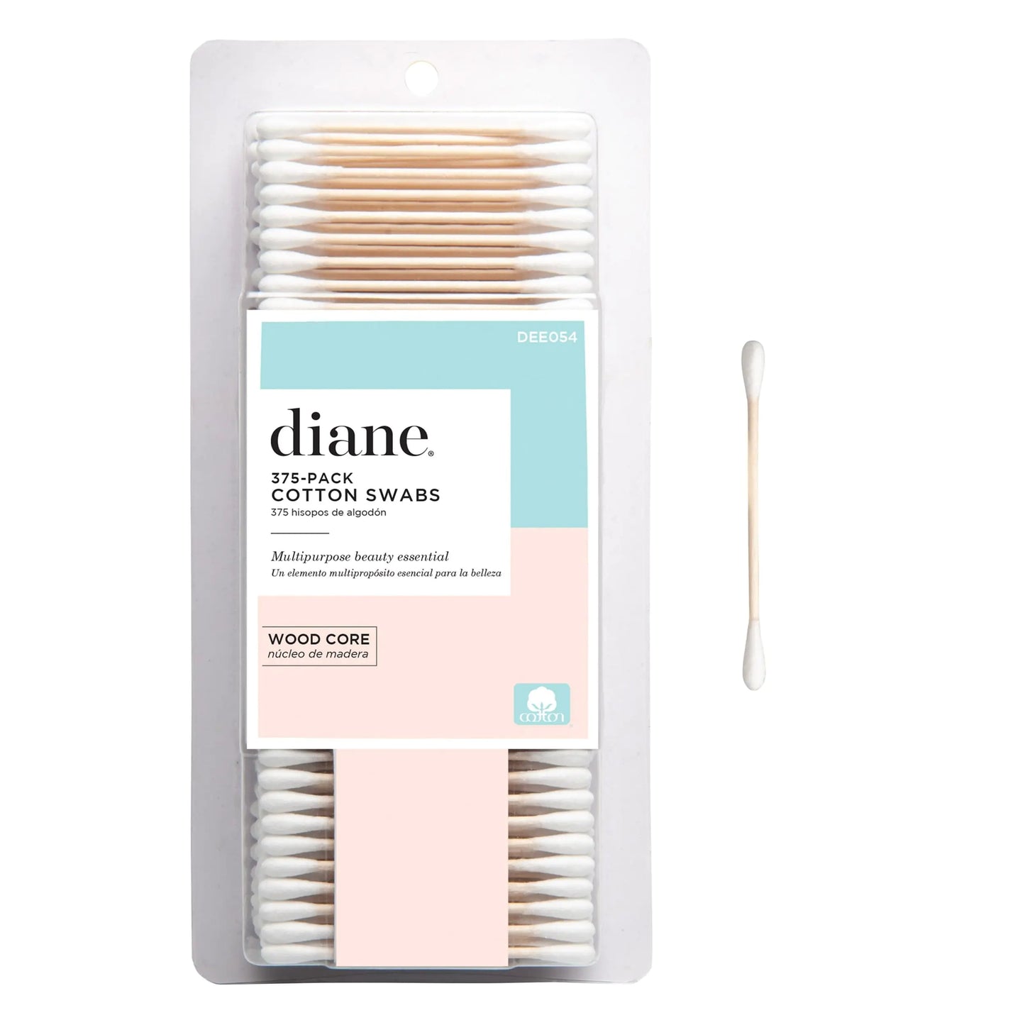 Diane Cotton Swabs, Wood Base, 375 ct. 1-Pack